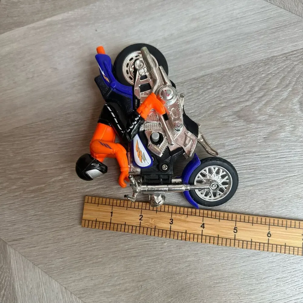 Hot Wheels V Twin Motorcycle Orange Blue Kickstand